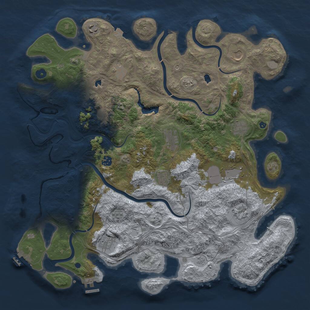 Rust Map: Procedural Map, Size: 4500, Seed: 1305421177, 17 Monuments