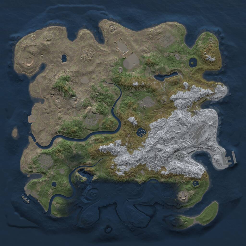 Rust Map: Procedural Map, Size: 4000, Seed: 842350880, 16 Monuments