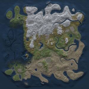 Thumbnail Rust Map: Procedural Map, Size: 4500, Seed: 499718684, 15 Monuments