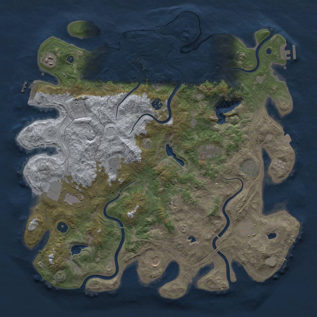 Rust Map: Procedural Map, Size: 4500, Seed: 91344987, 17 Monuments