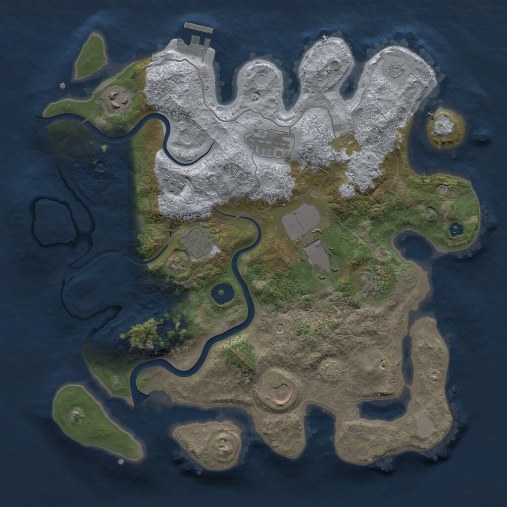 Rust Map: Procedural Map, Size: 3500, Seed: 814439923, 12 Monuments