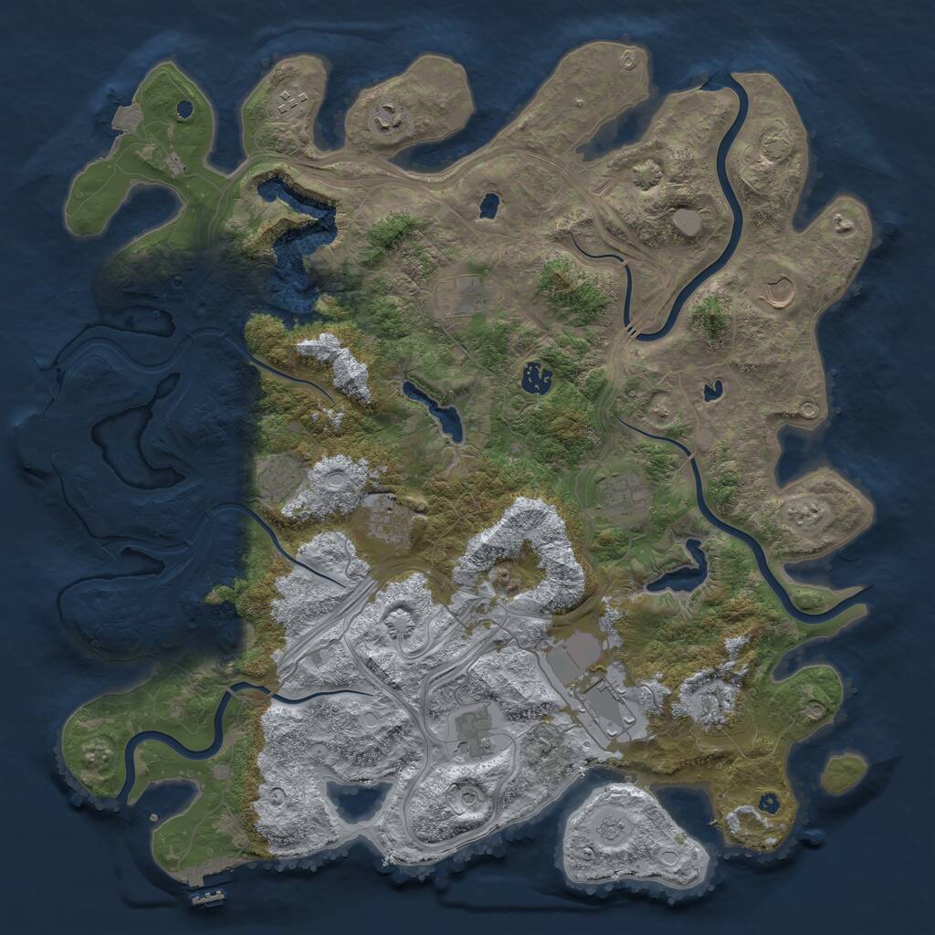 Rust Map: Procedural Map, Size: 4500, Seed: 26647707, 17 Monuments