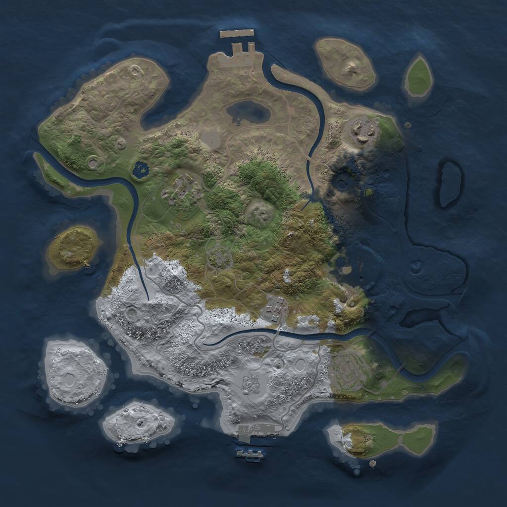 Rust Map: Procedural Map, Size: 3000, Seed: 437721420, 11 Monuments