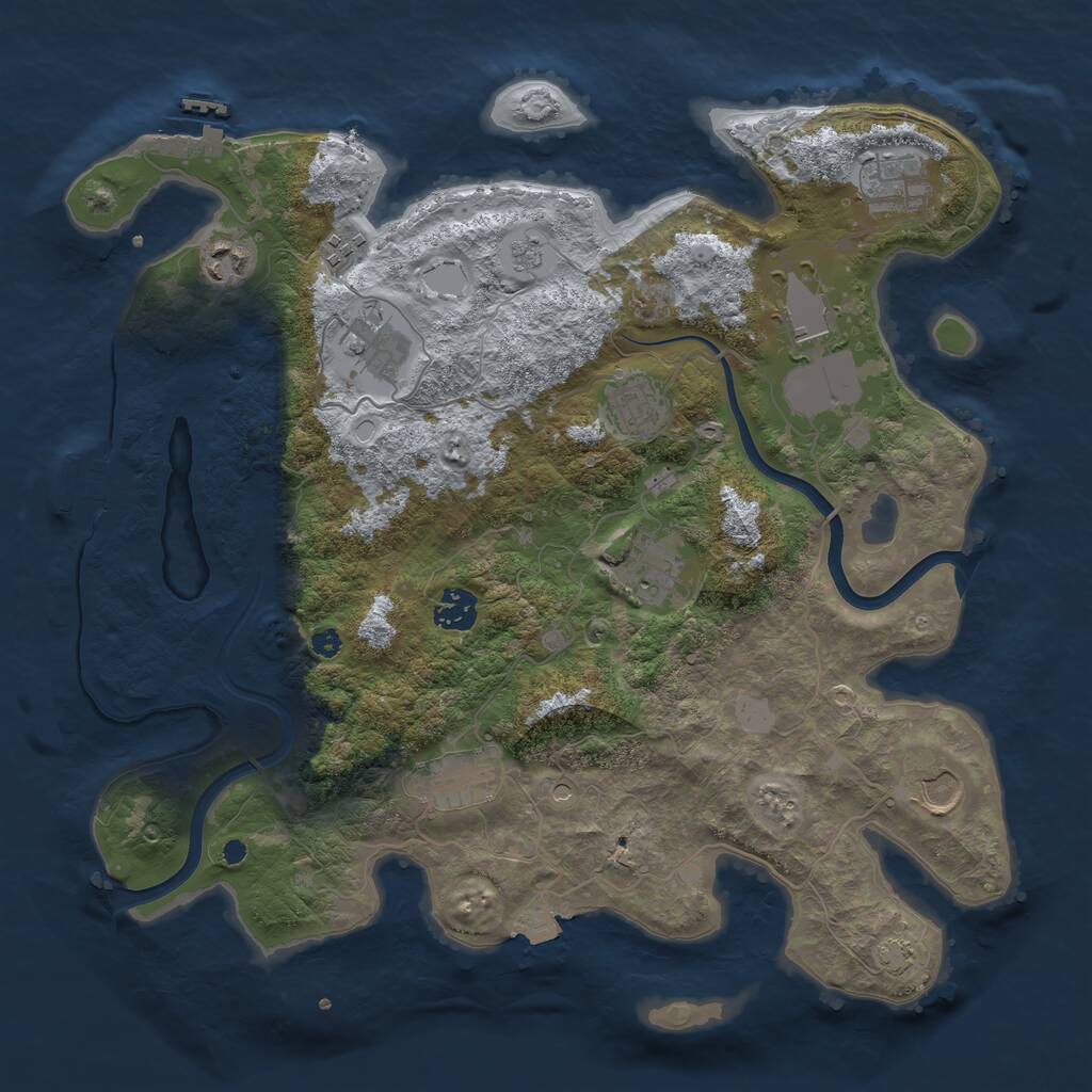 Rust Map: Procedural Map, Size: 3750, Seed: 1256855082, 16 Monuments