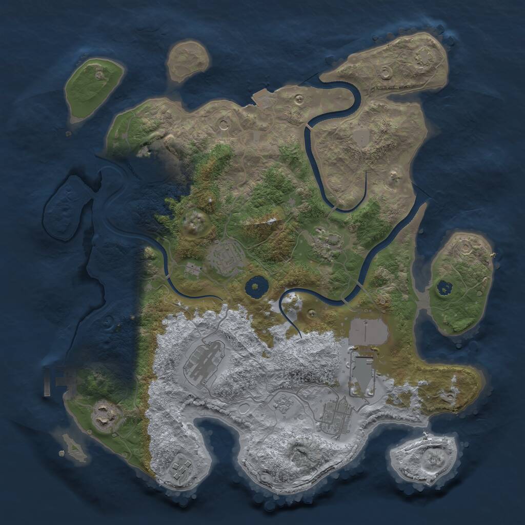 Rust Map: Procedural Map, Size: 3500, Seed: 224104439, 13 Monuments