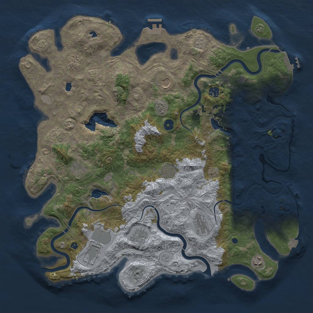 Rust Map: Procedural Map, Size: 4500, Seed: 33356764, 16 Monuments