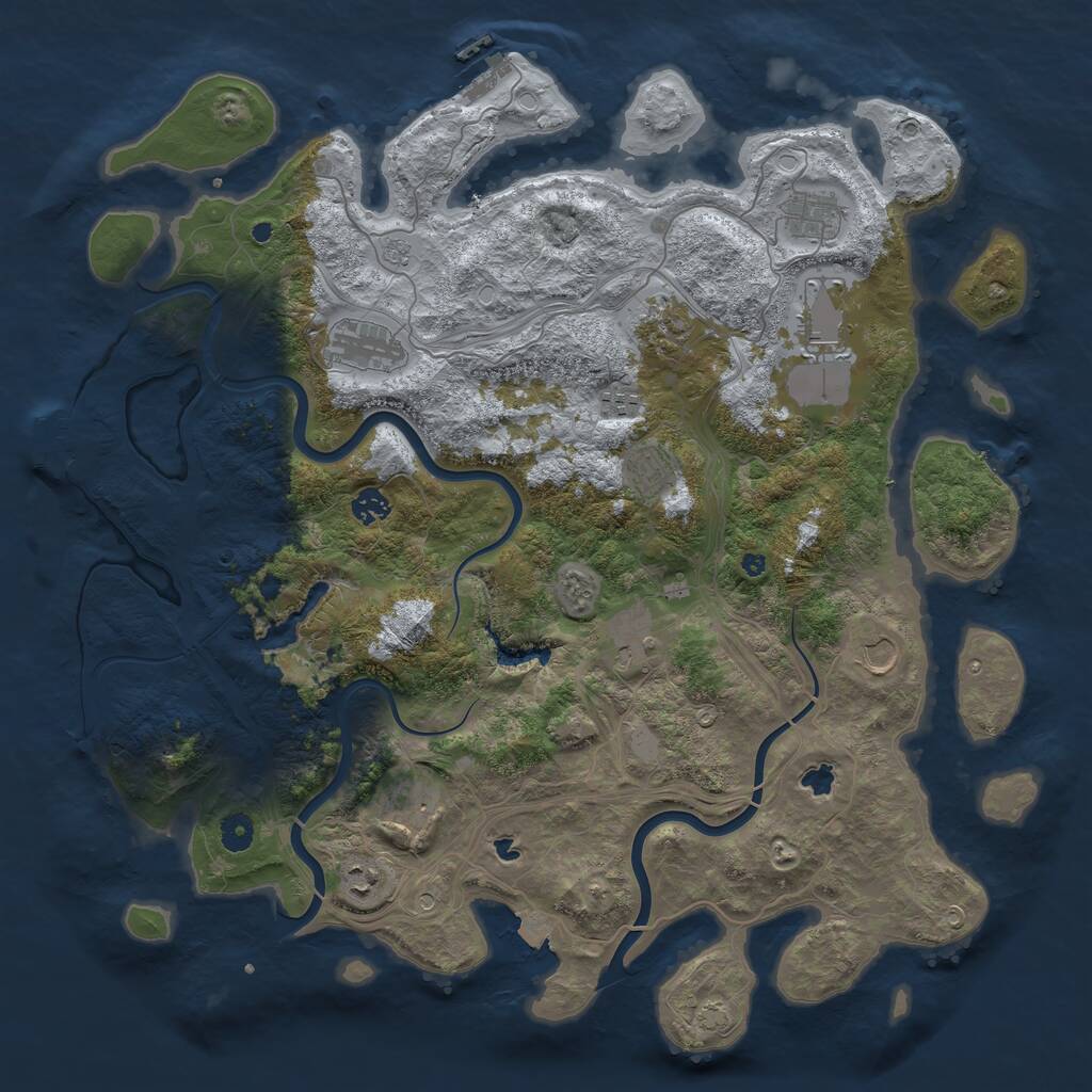 Rust Map: Procedural Map, Size: 4500, Seed: 318971413, 17 Monuments