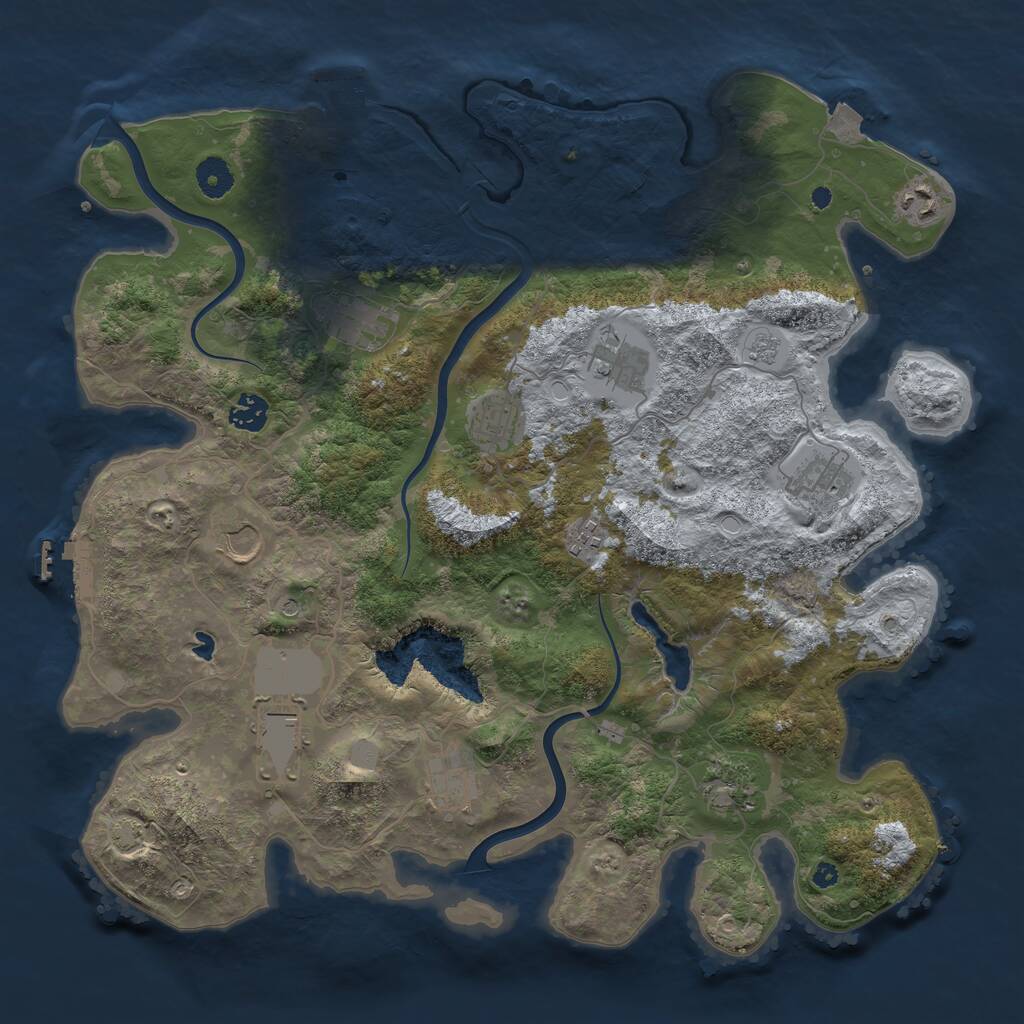 Rust Map: Procedural Map, Size: 4000, Seed: 1927922425, 17 Monuments