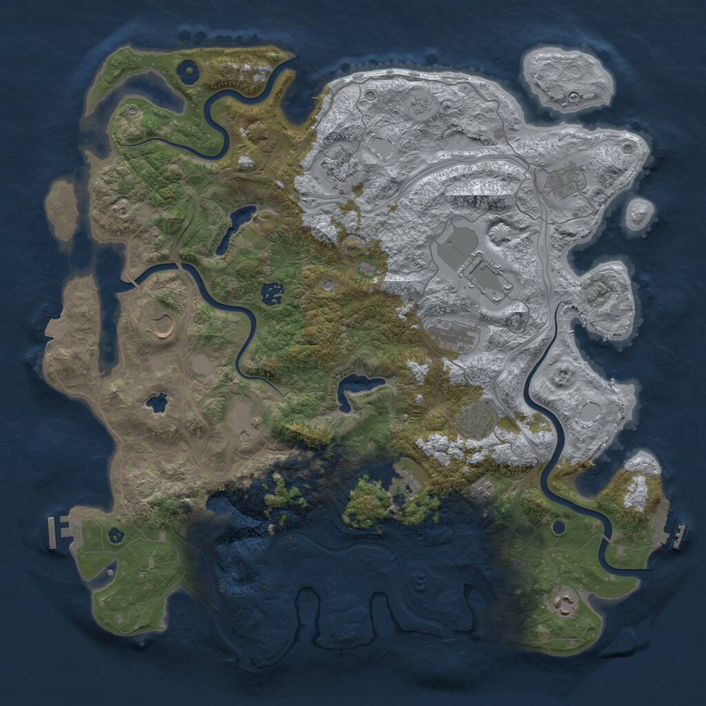 Rust Map: Procedural Map, Size: 4500, Seed: 1230421135, 17 Monuments