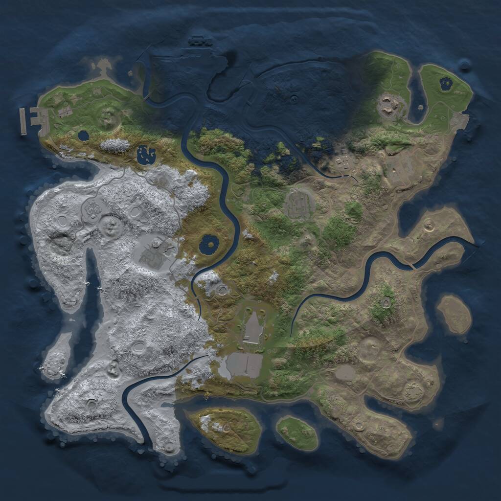 Rust Map: Procedural Map, Size: 3750, Seed: 886190215, 13 Monuments