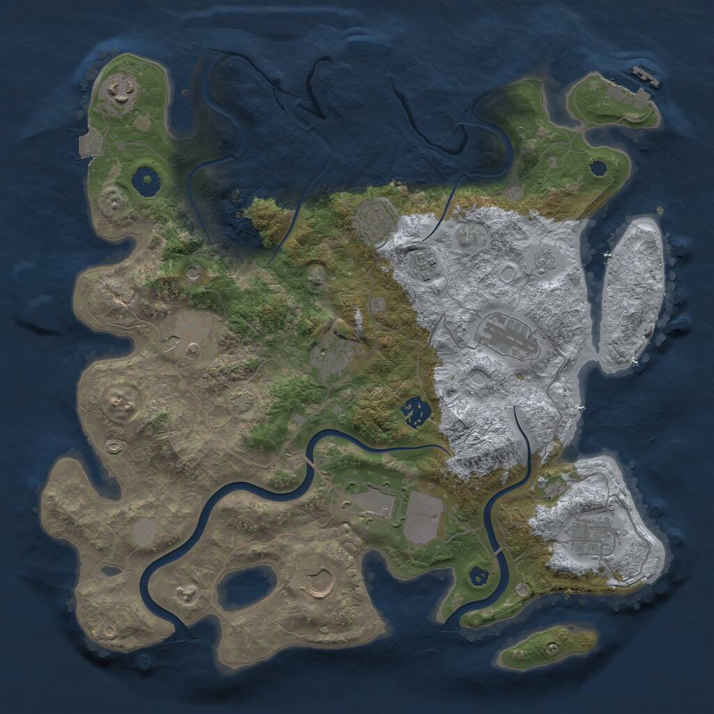 Rust Map: Procedural Map, Size: 3700, Seed: 1473421387, 16 Monuments