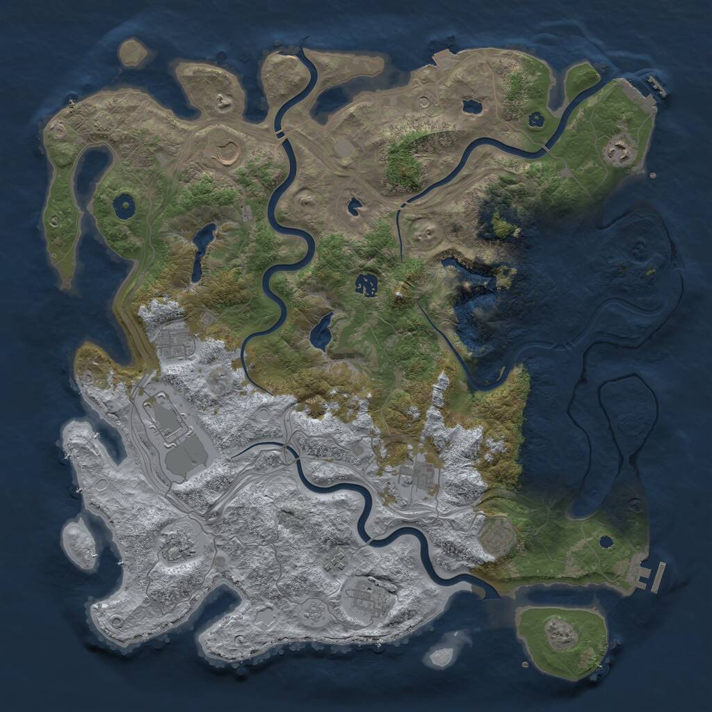 Rust Map: Procedural Map, Size: 4500, Seed: 1885318749, 16 Monuments