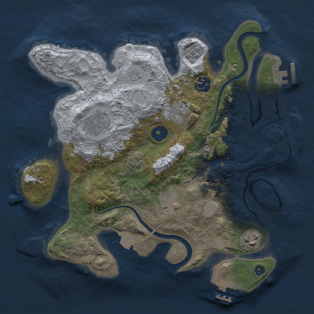 Rust Map: Procedural Map, Size: 3000, Seed: 1094854653, 12 Monuments