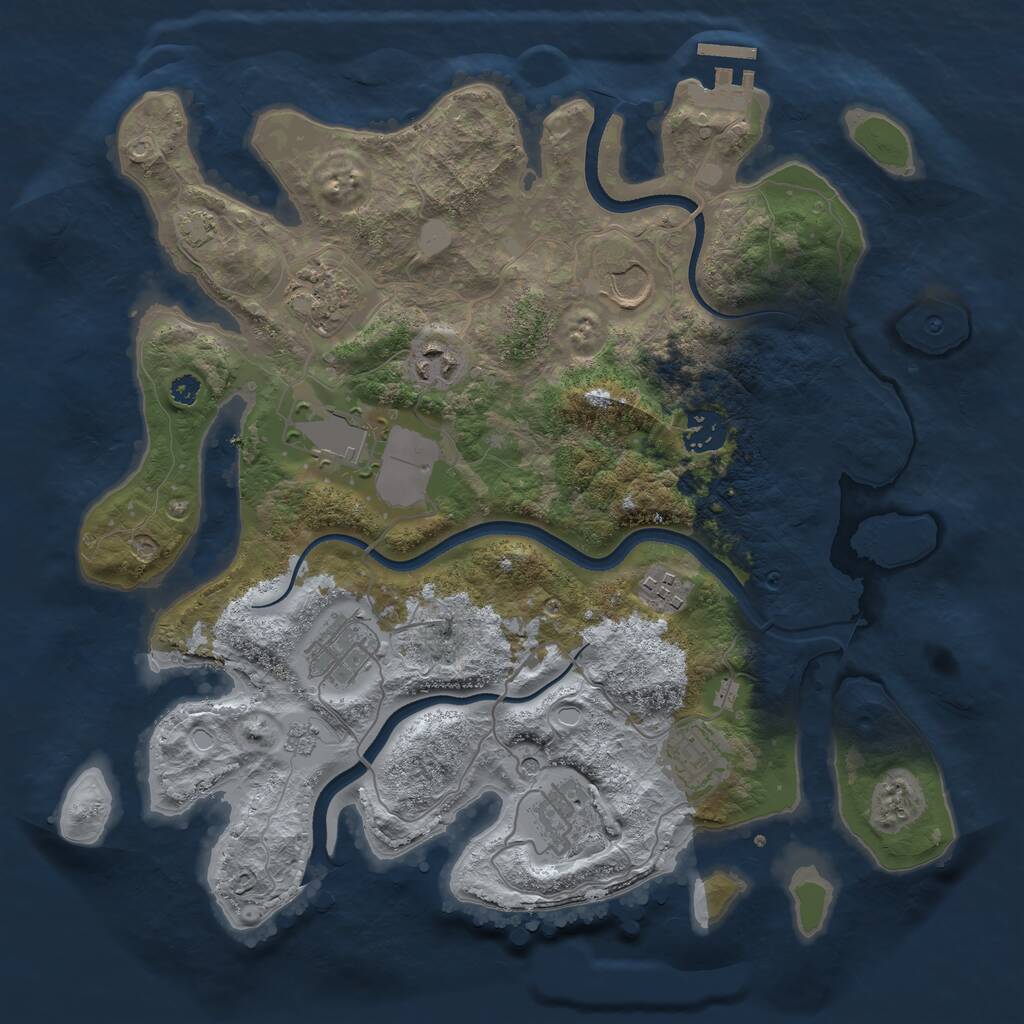 Rust Map: Procedural Map, Size: 3500, Seed: 1074532135, 14 Monuments
