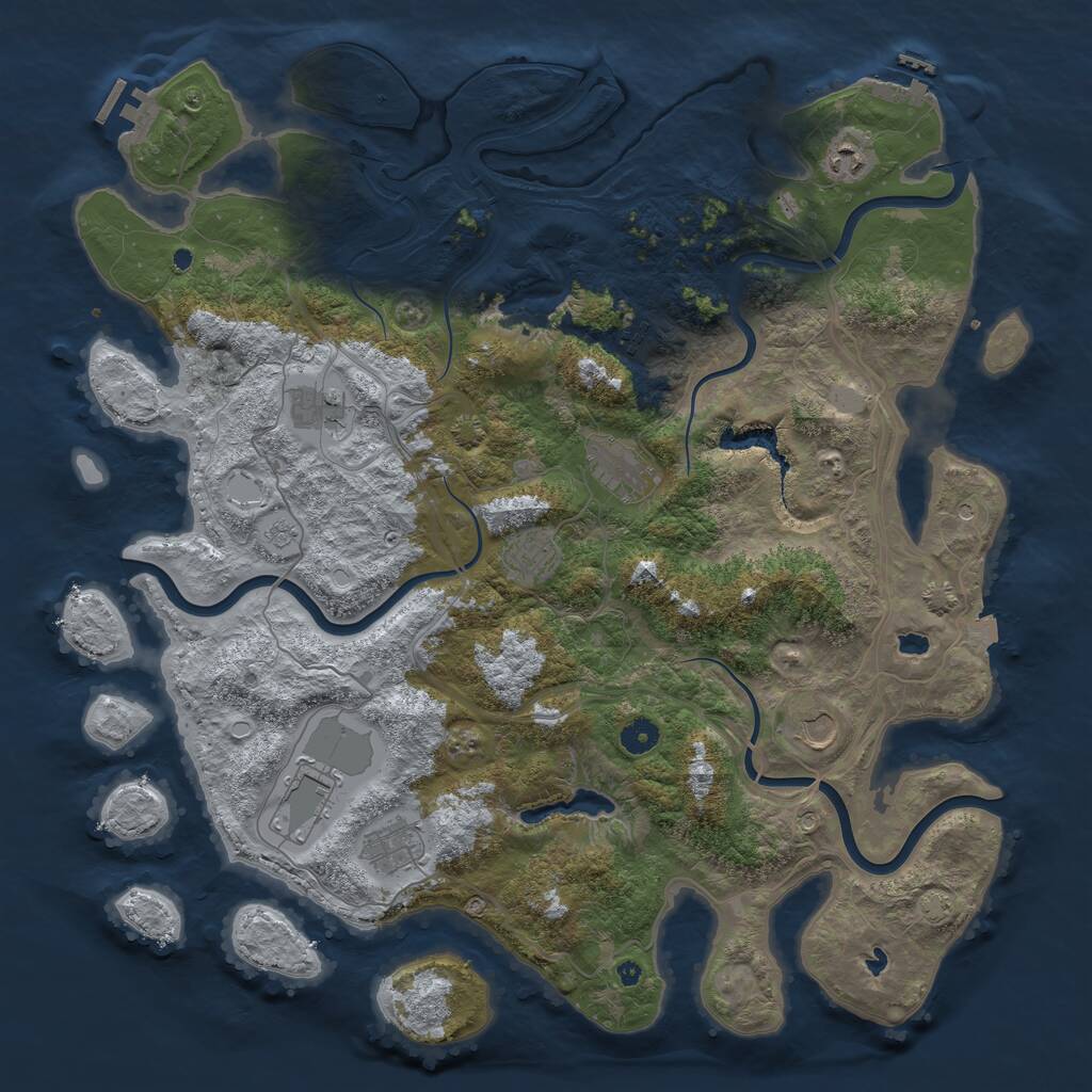 Rust Map: Procedural Map, Size: 4500, Seed: 236514280, 14 Monuments