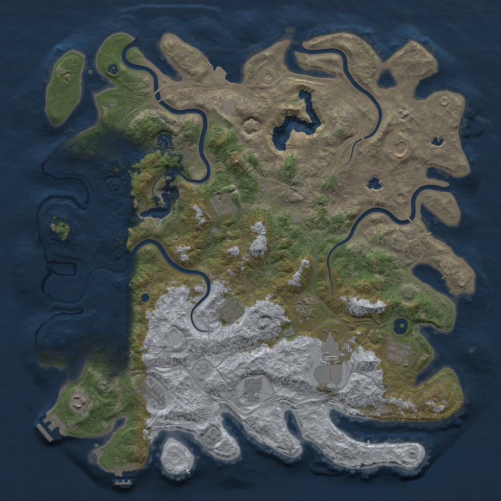 Rust Map: Procedural Map, Size: 4800, Seed: 1224269498, 17 Monuments