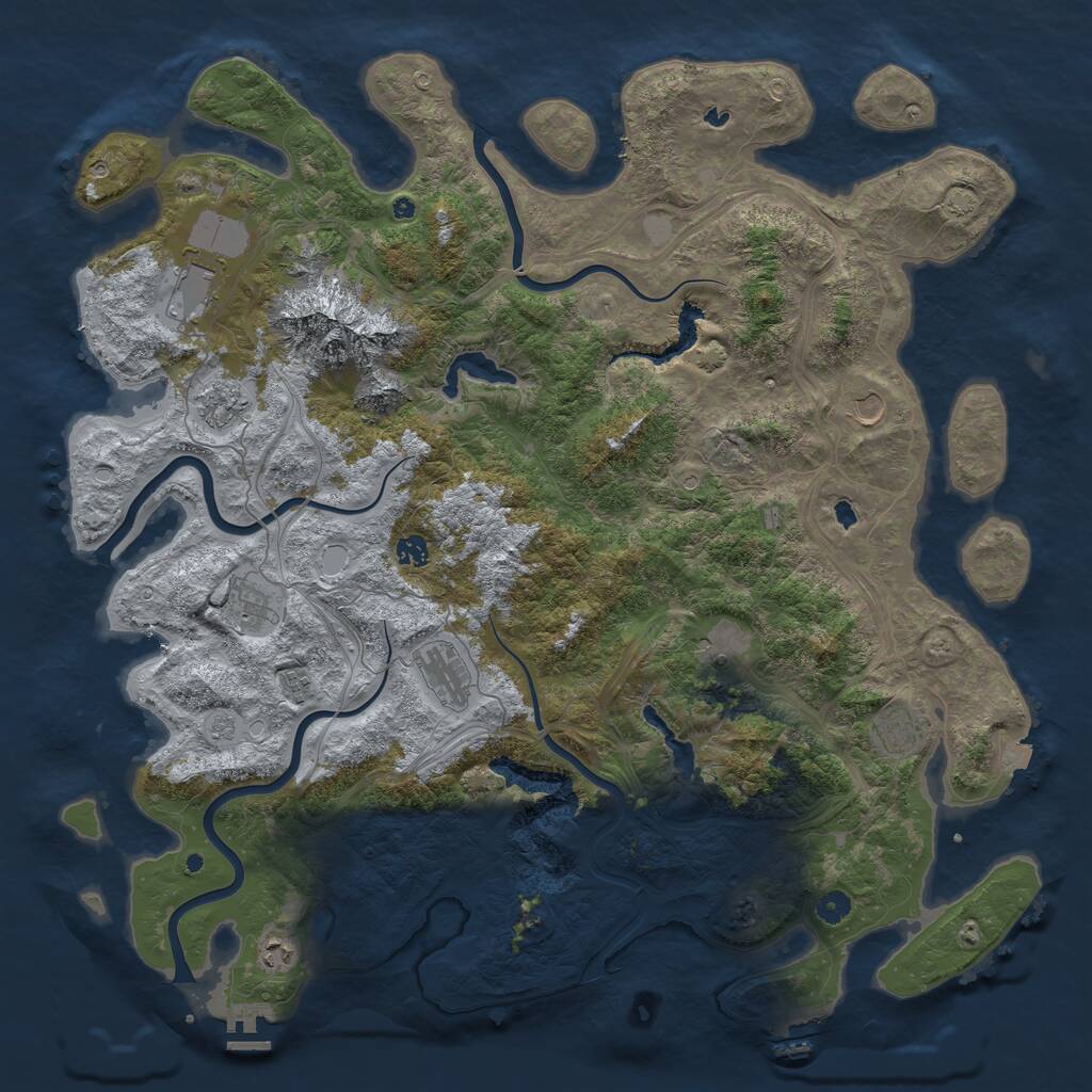Rust Map: Procedural Map, Size: 5000, Seed: 843698752, 16 Monuments