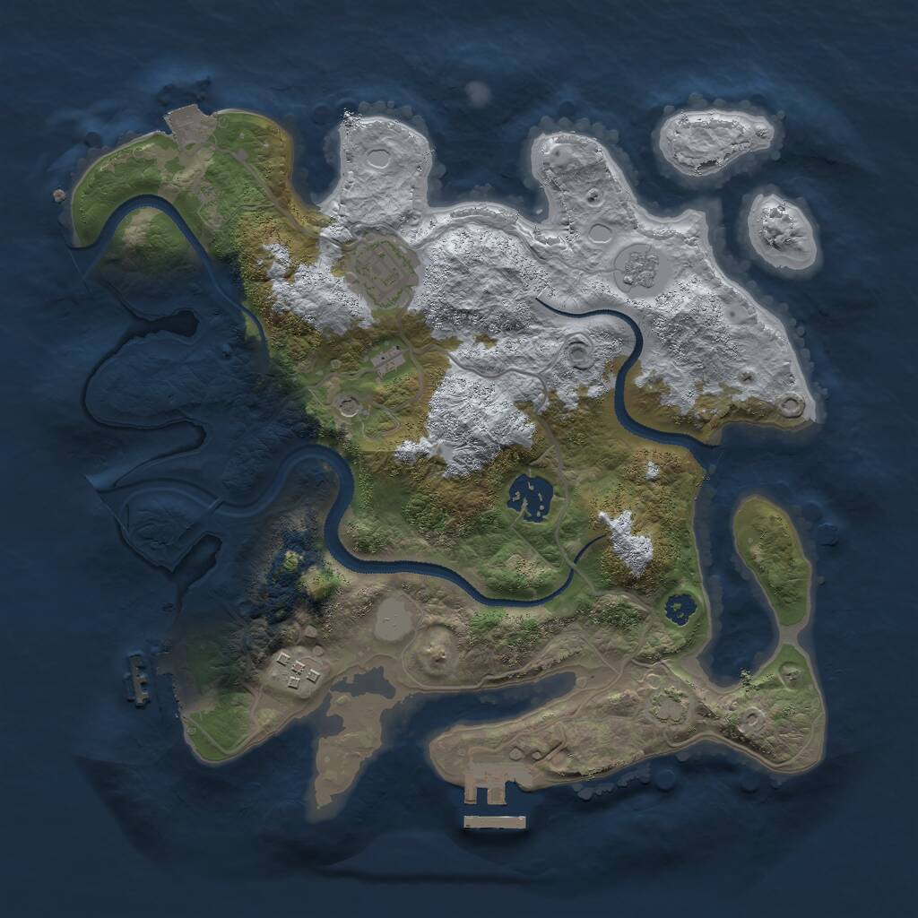 Rust Map: Procedural Map, Size: 3000, Seed: 436821588, 9 Monuments