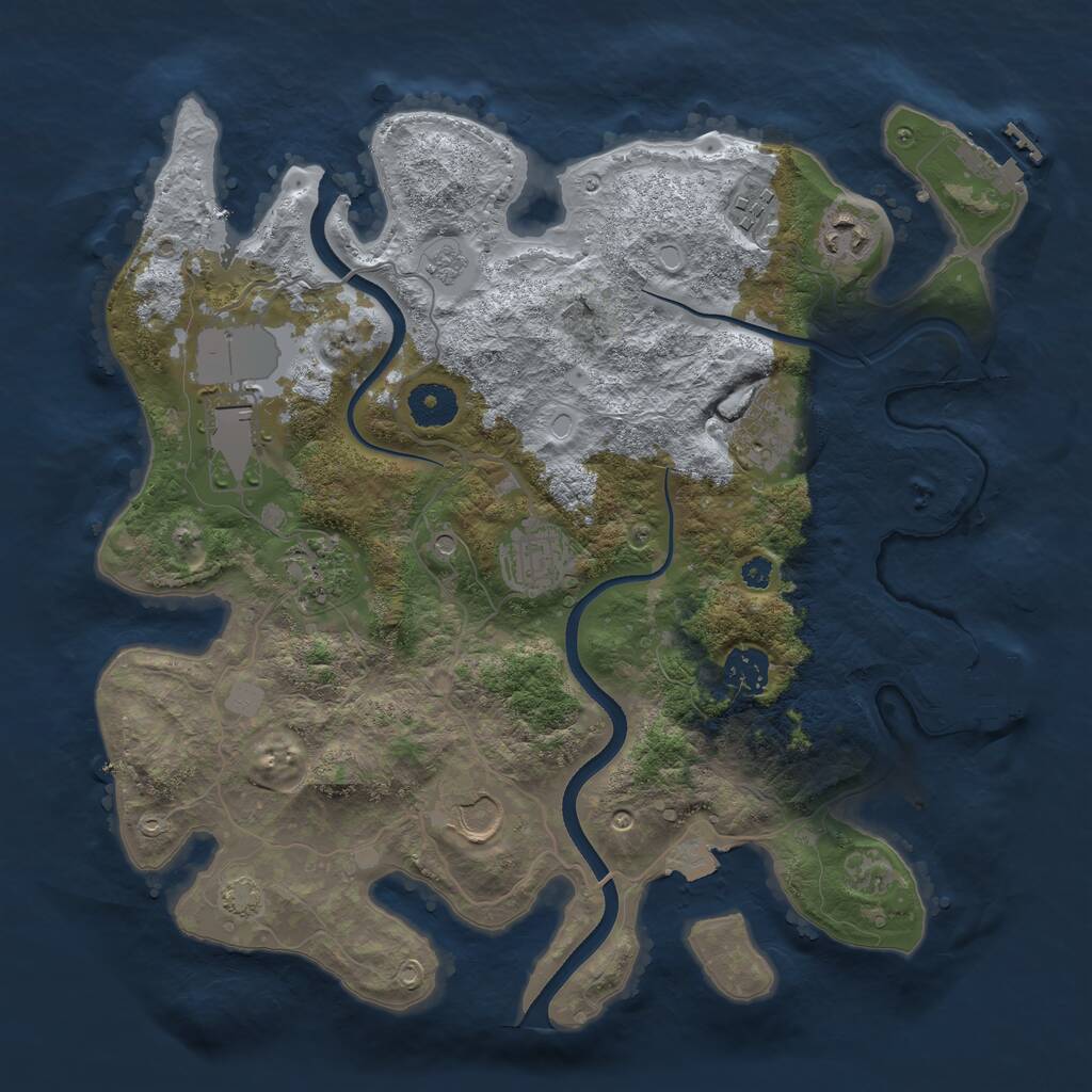 Rust Map: Procedural Map, Size: 3500, Seed: 337821582, 14 Monuments