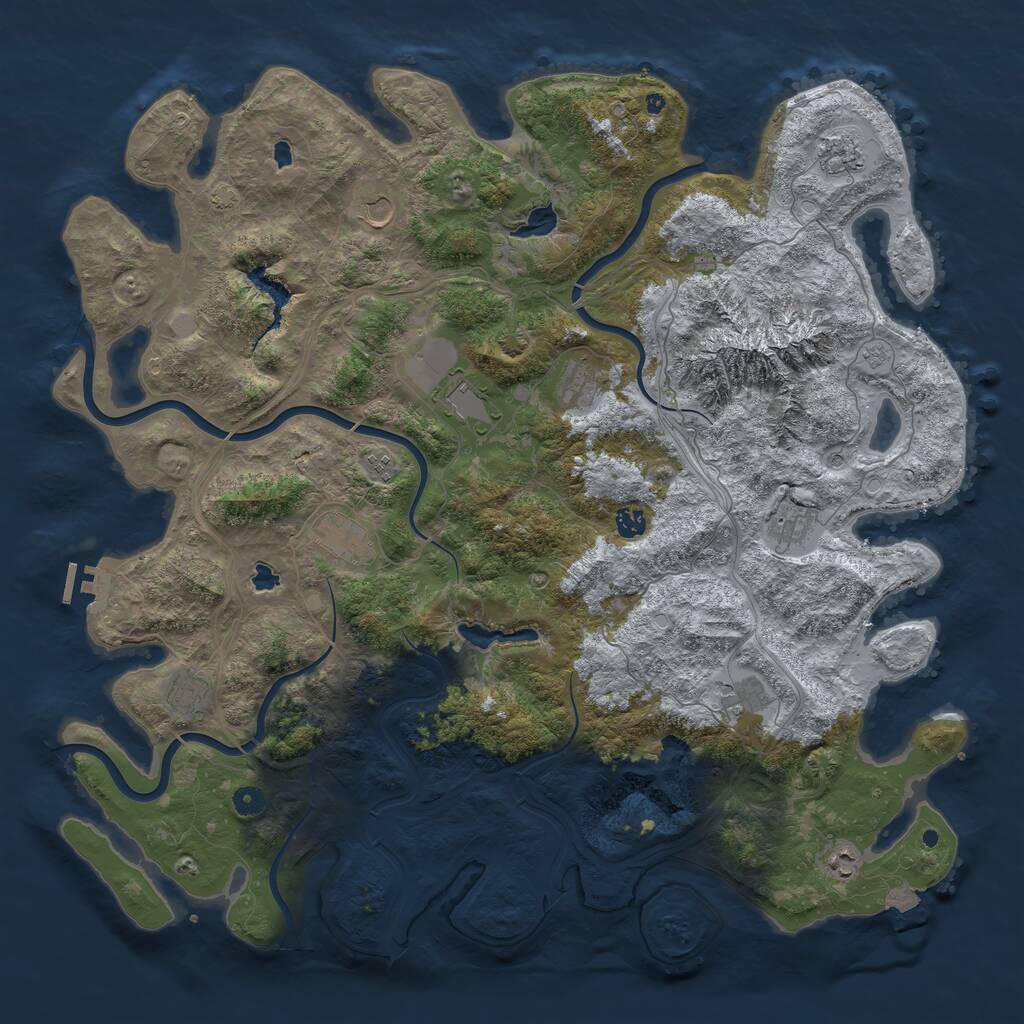 Rust Map: Procedural Map, Size: 5000, Seed: 2041378306, 16 Monuments