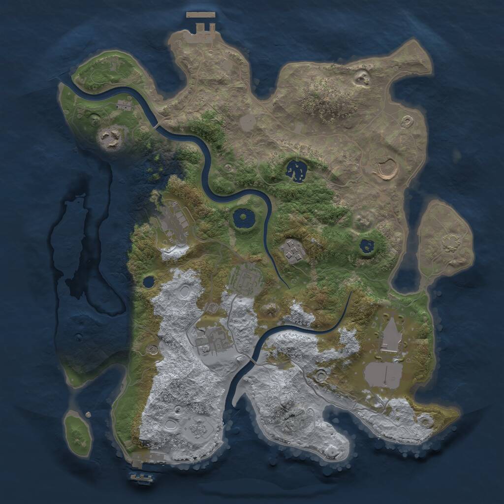 Rust Map: Procedural Map, Size: 3500, Seed: 1908093849, 14 Monuments