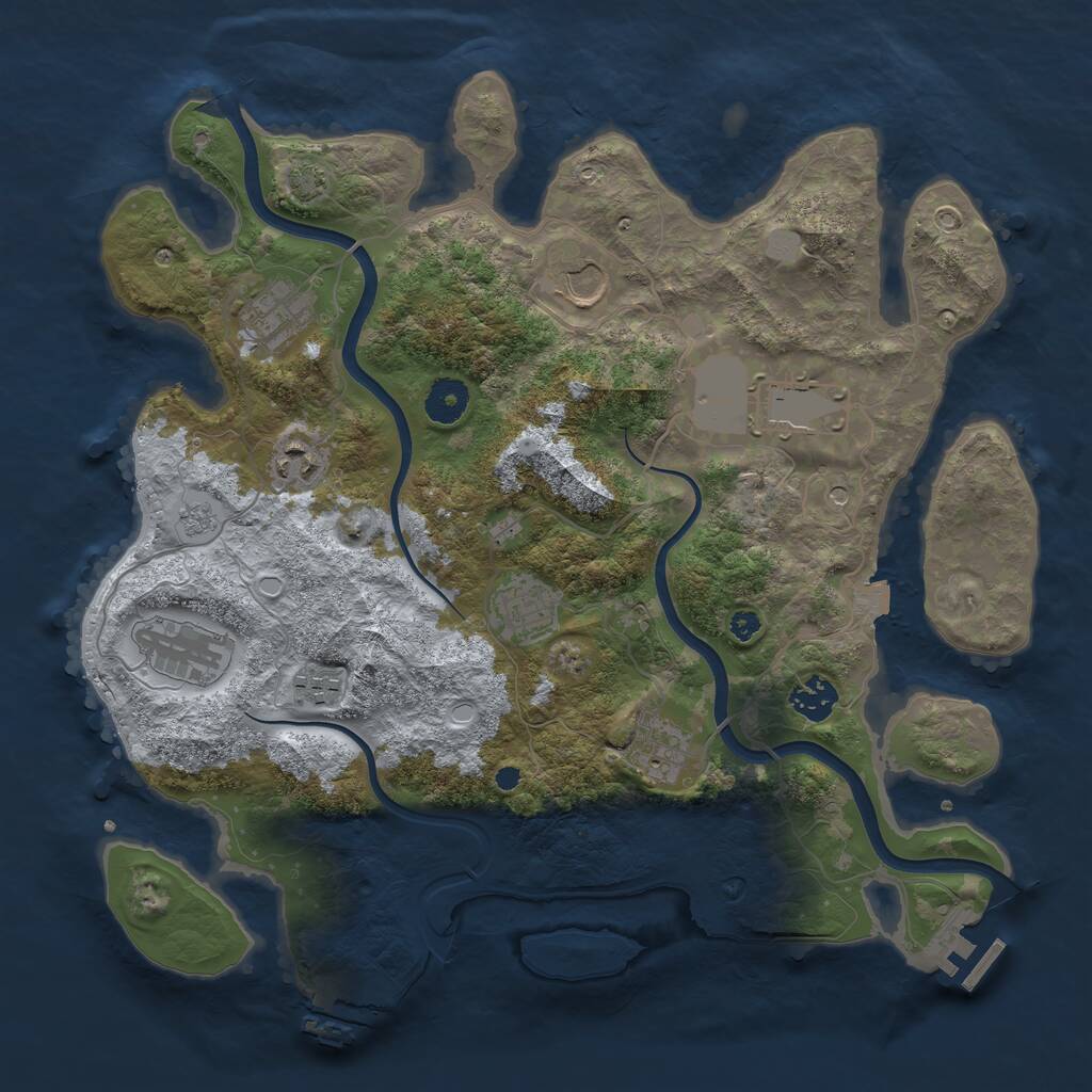 Rust Map: Procedural Map, Size: 3700, Seed: 953454163, 15 Monuments