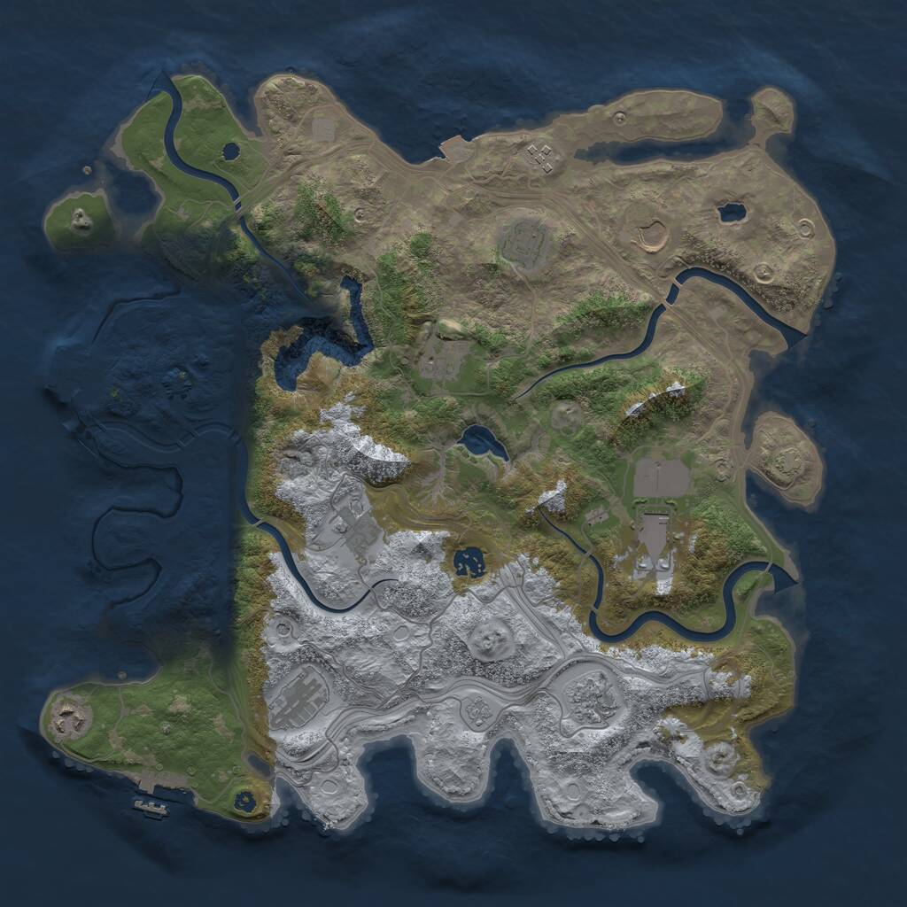Rust Map: Procedural Map, Size: 4250, Seed: 1143847292, 16 Monuments