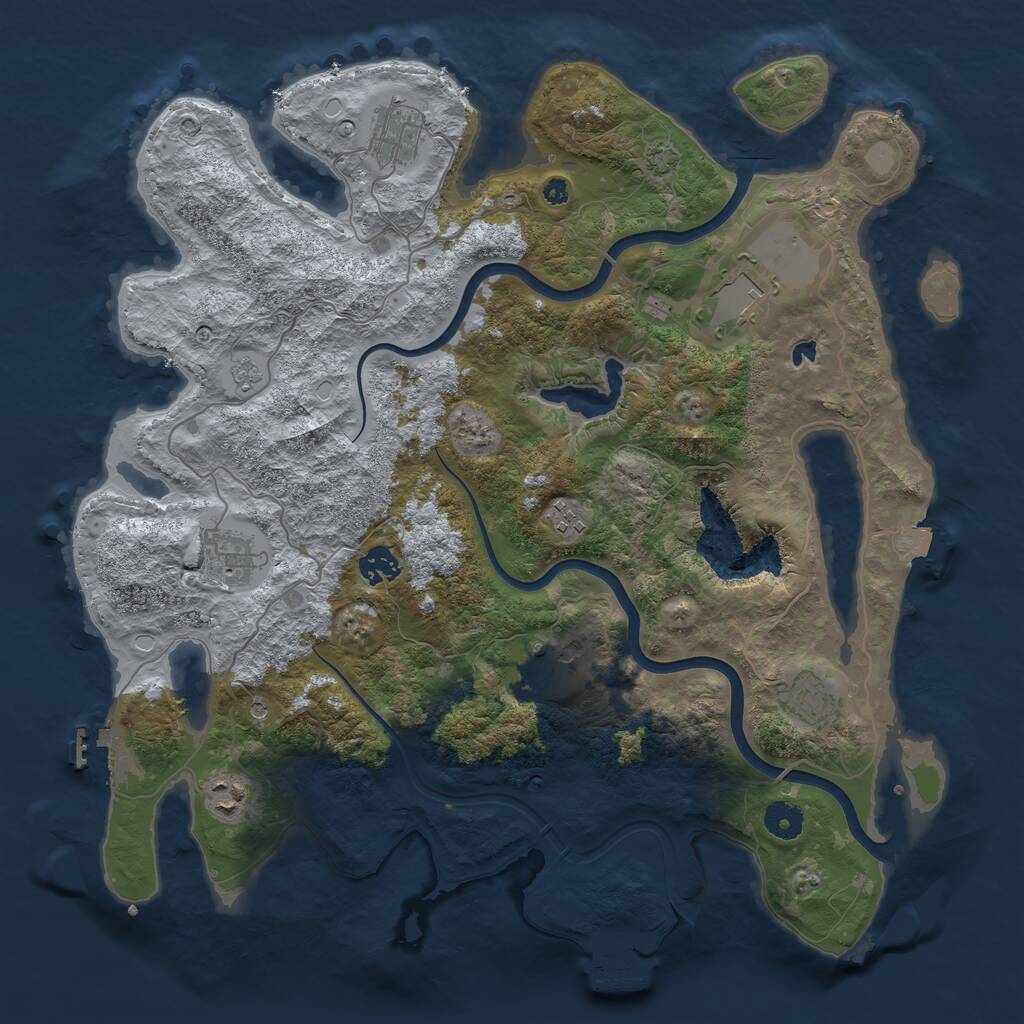 Rust Map: Procedural Map, Size: 4000, Seed: 56687436, 14 Monuments