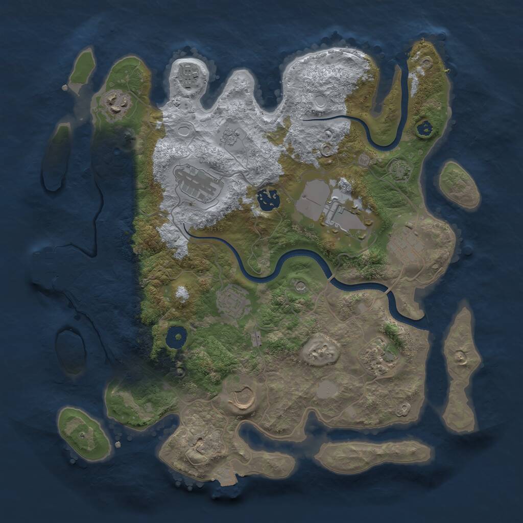 Rust Map: Procedural Map, Size: 3500, Seed: 556624869, 14 Monuments