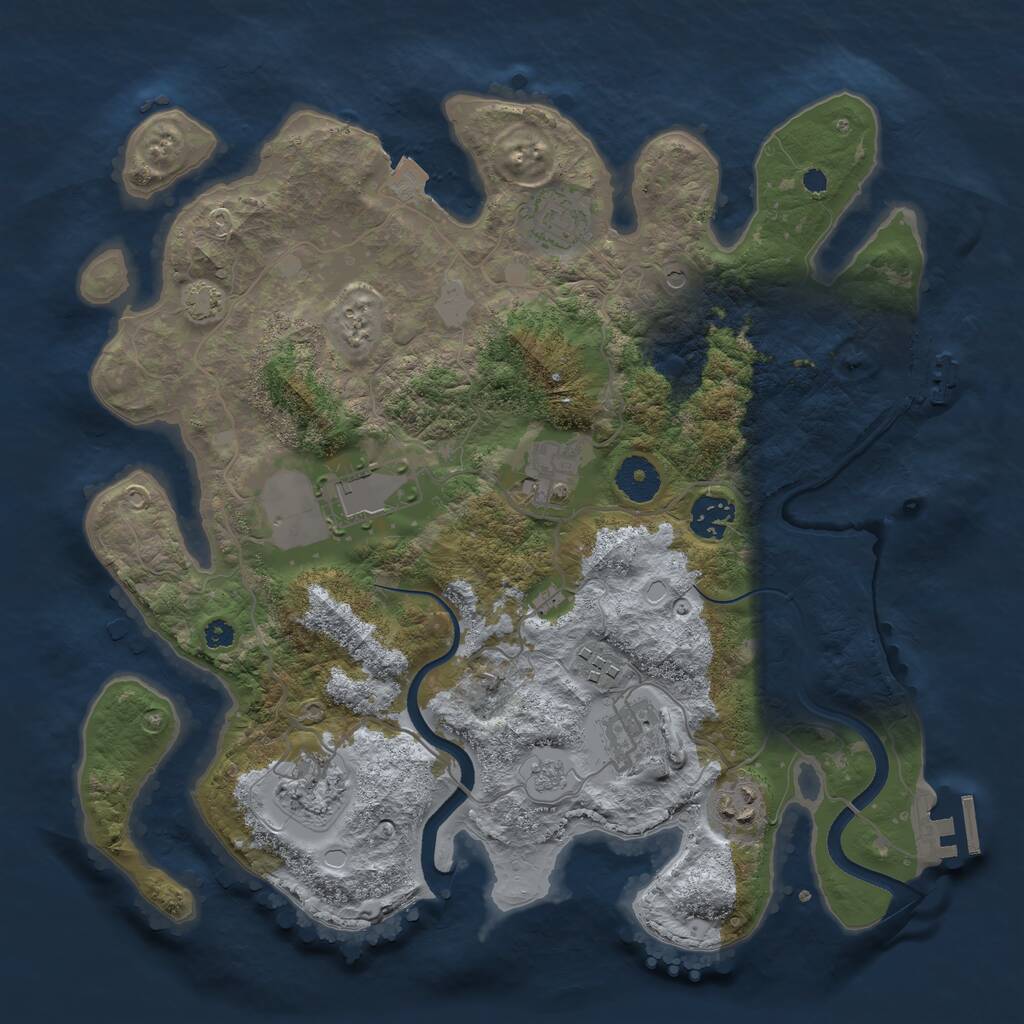 Rust Map: Procedural Map, Size: 3500, Seed: 214422609, 14 Monuments