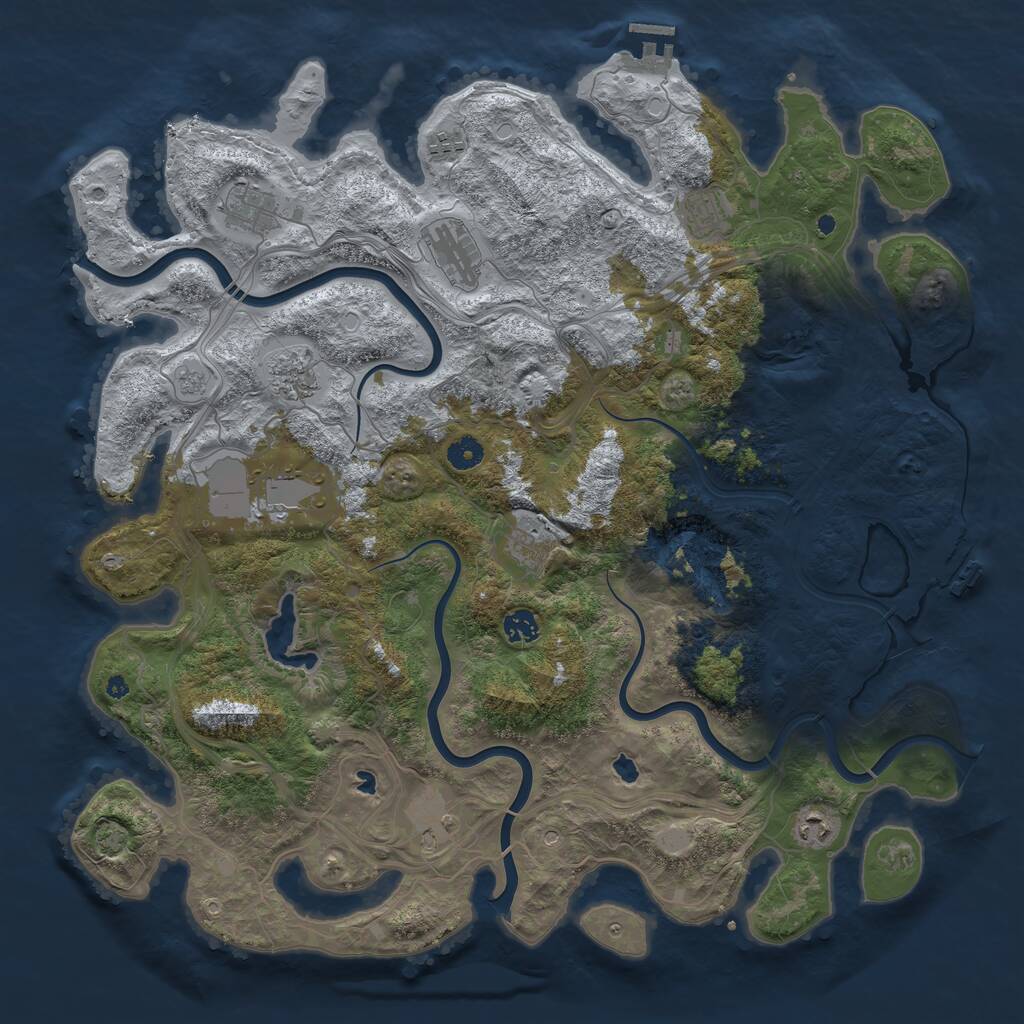 Rust Map: Procedural Map, Size: 4500, Seed: 724150238, 16 Monuments
