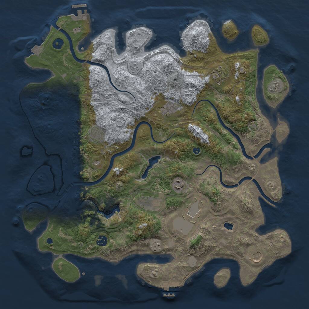 Rust Map: Procedural Map, Size: 4250, Seed: 1043903855, 15 Monuments