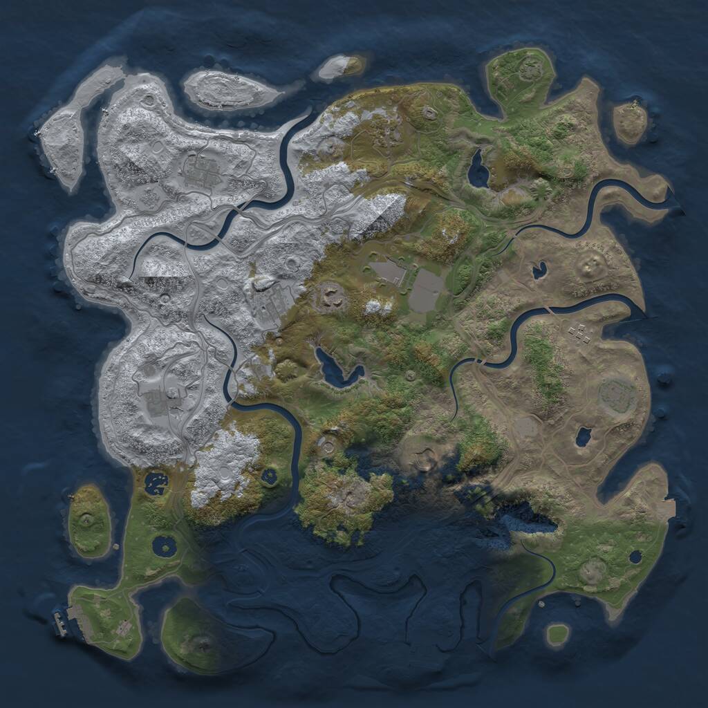 Rust Map: Procedural Map, Size: 4500, Seed: 1164152995, 16 Monuments