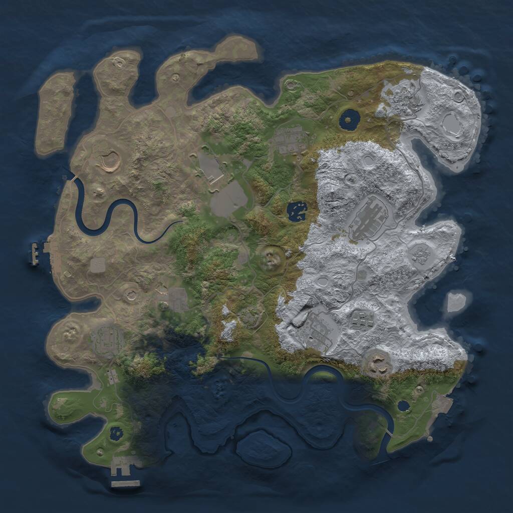 Rust Map: Procedural Map, Size: 3650, Seed: 59861, 17 Monuments