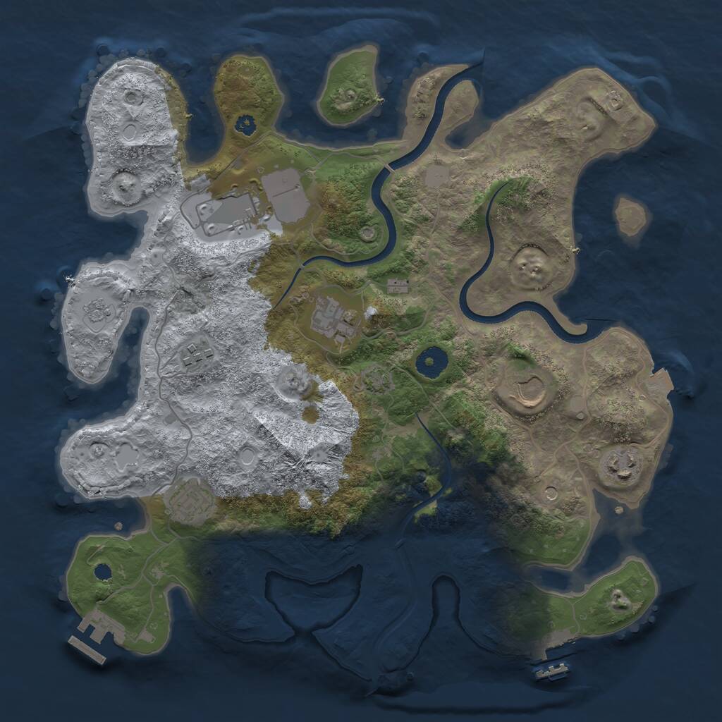 Rust Map: Procedural Map, Size: 3500, Seed: 2083549717, 12 Monuments