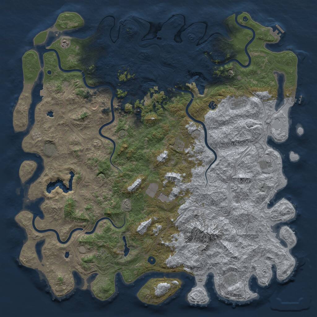 Rust Map: Procedural Map, Size: 6000, Seed: 171943162, 17 Monuments