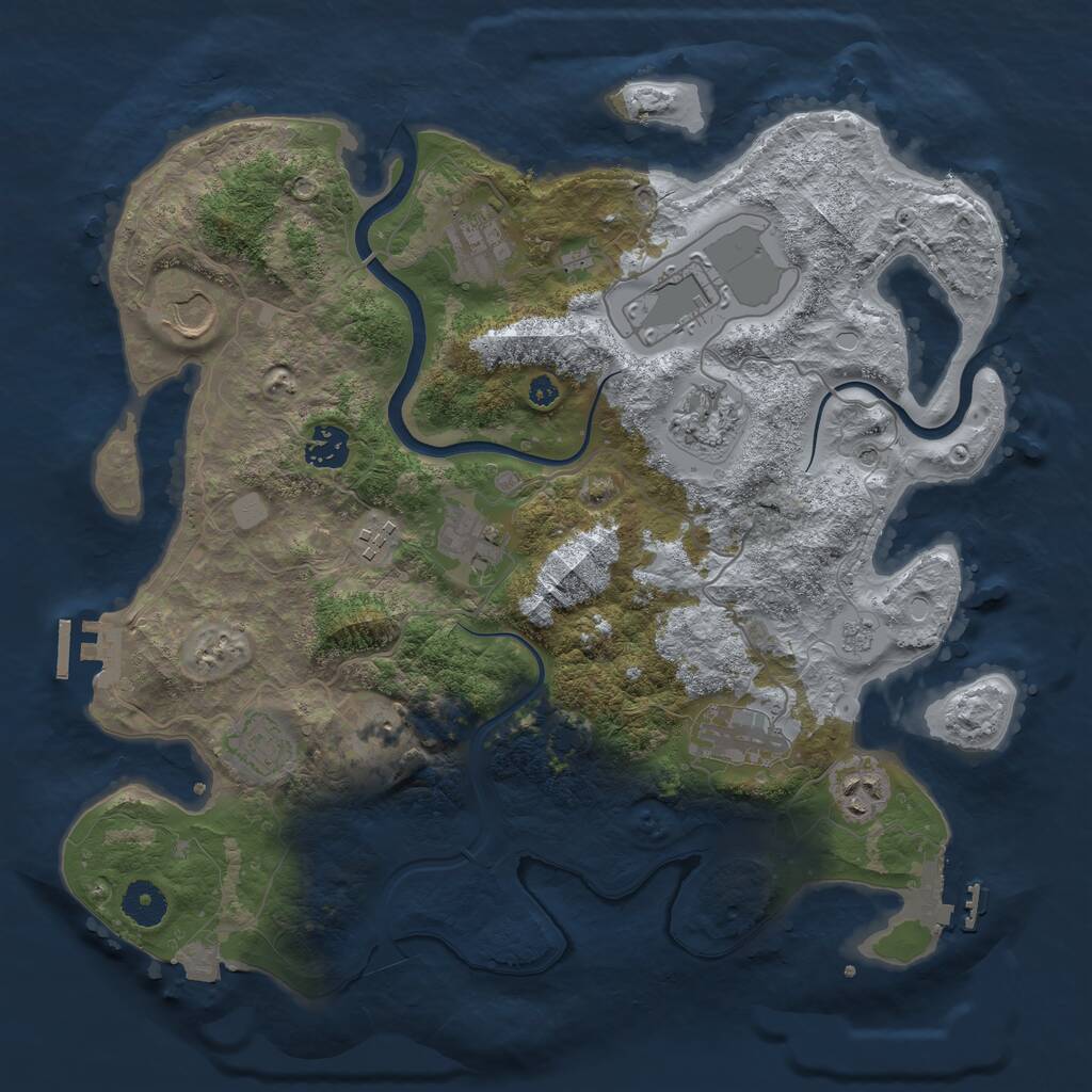 Rust Map: Procedural Map, Size: 3700, Seed: 893209567, 17 Monuments