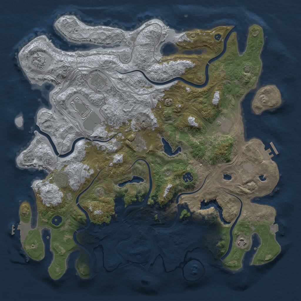 Rust Map: Procedural Map, Size: 4500, Seed: 1087845534, 15 Monuments