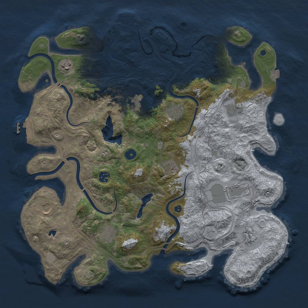 Rust Map: Procedural Map, Size: 4250, Seed: 1029963606, 17 Monuments