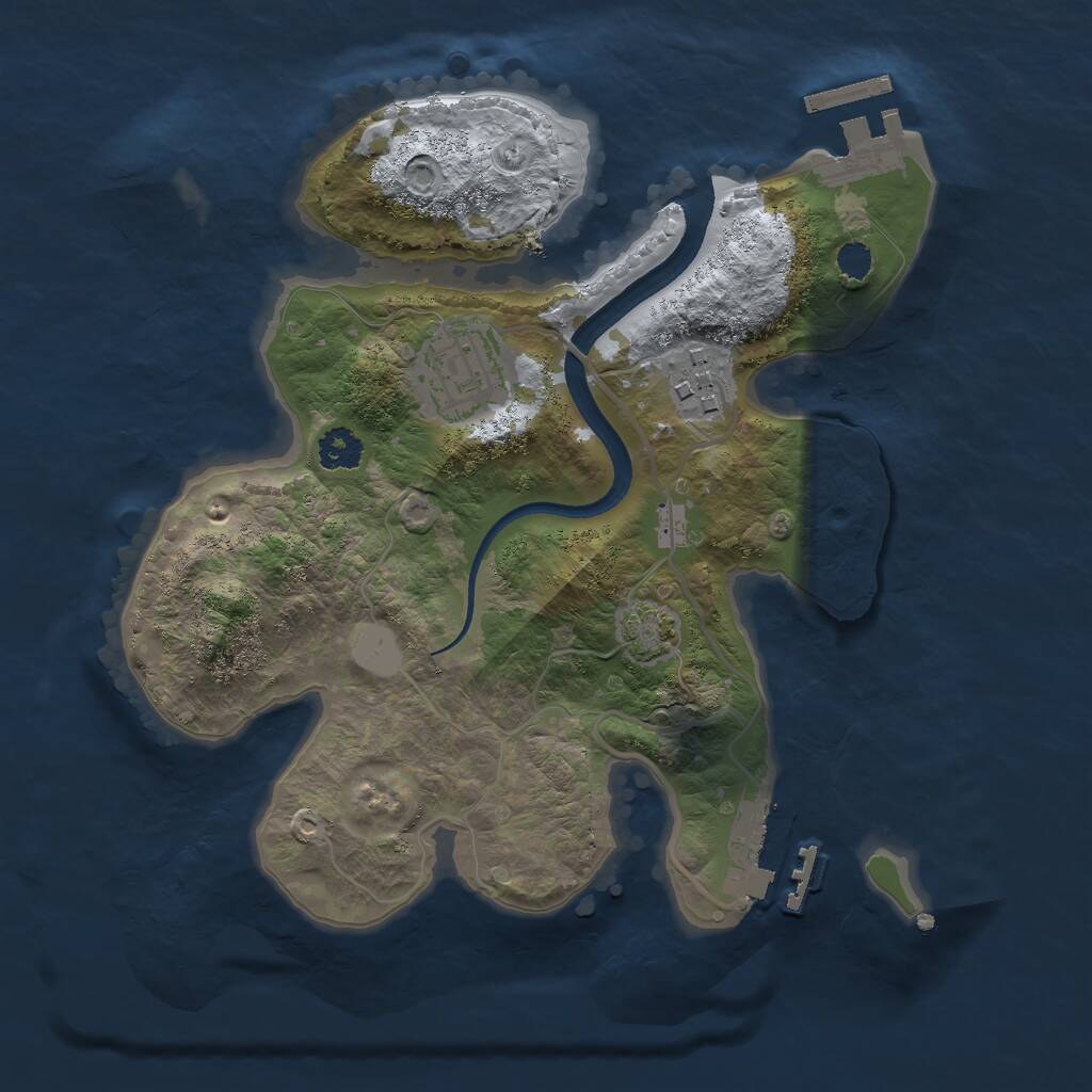 Rust Map: Procedural Map, Size: 2500, Seed: 382724113, 6 Monuments