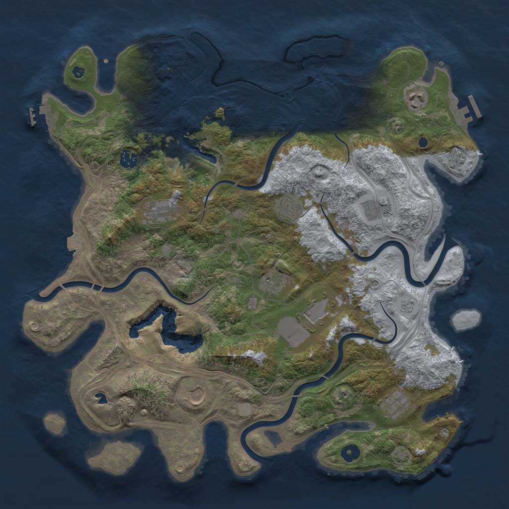 Rust Map: Procedural Map, Size: 4250, Seed: 1086195883, 16 Monuments