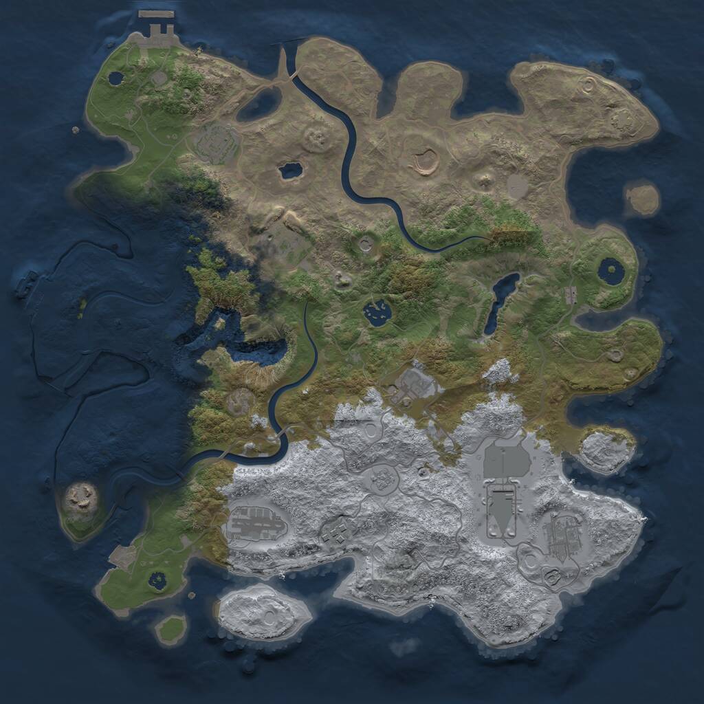 Rust Map: Procedural Map, Size: 4000, Seed: 1727647474, 16 Monuments