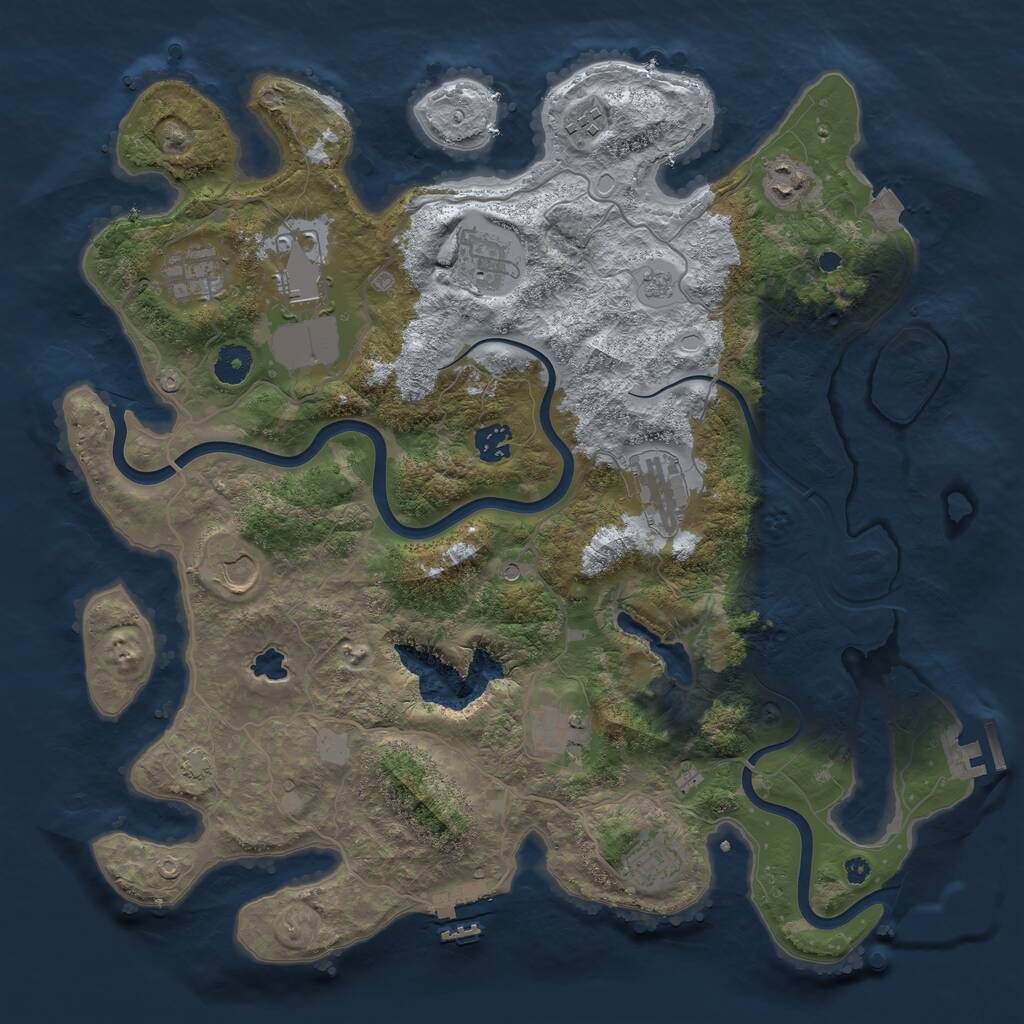 Rust Map: Procedural Map, Size: 4000, Seed: 1392481459, 16 Monuments