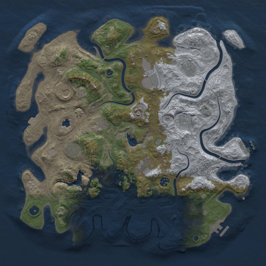 Rust Map: Procedural Map, Size: 4250, Seed: 590537417, 16 Monuments