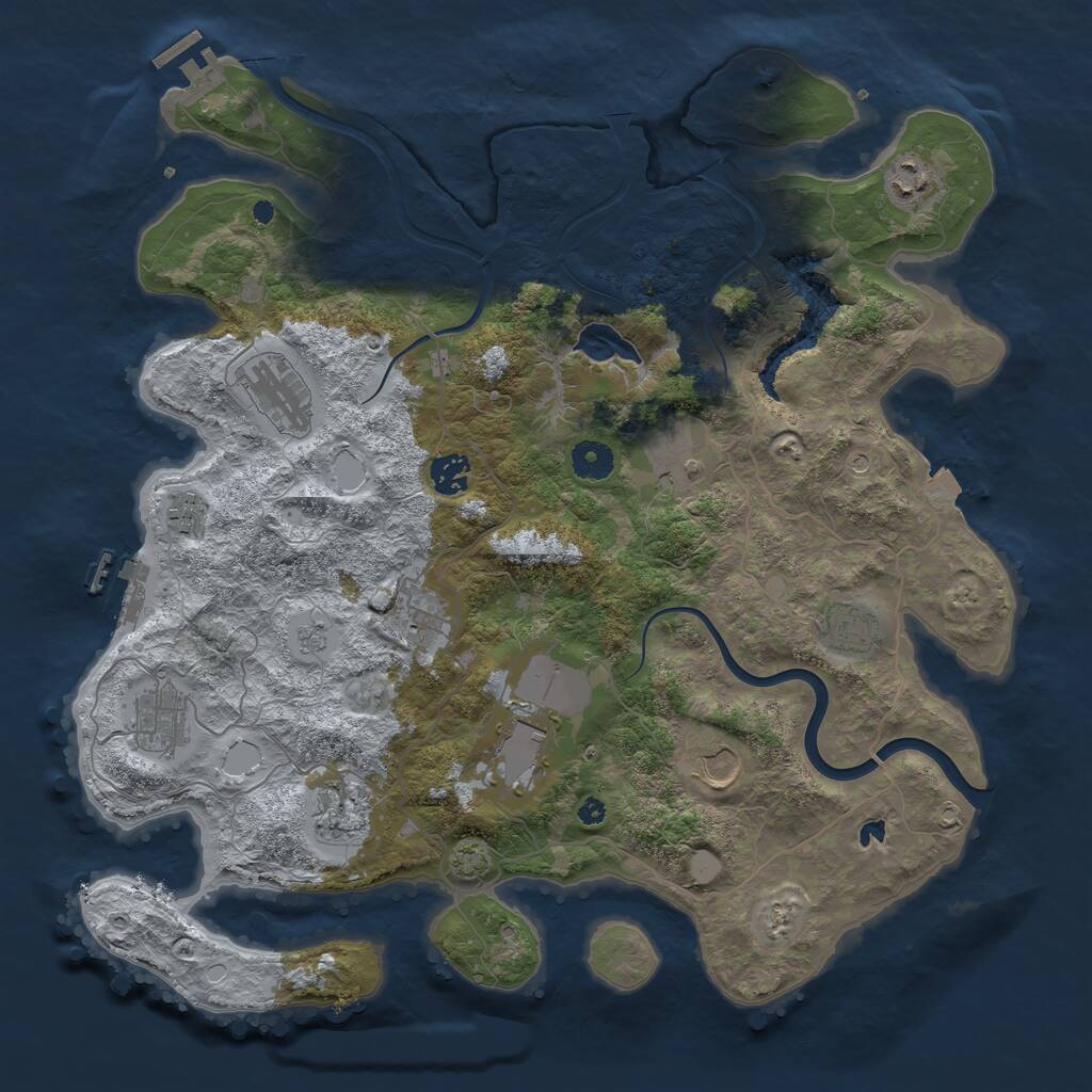 Rust Map: Procedural Map, Size: 4000, Seed: 319516367, 17 Monuments