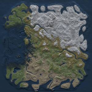 Thumbnail Rust Map: Procedural Map, Size: 6000, Seed: 356871, 17 Monuments