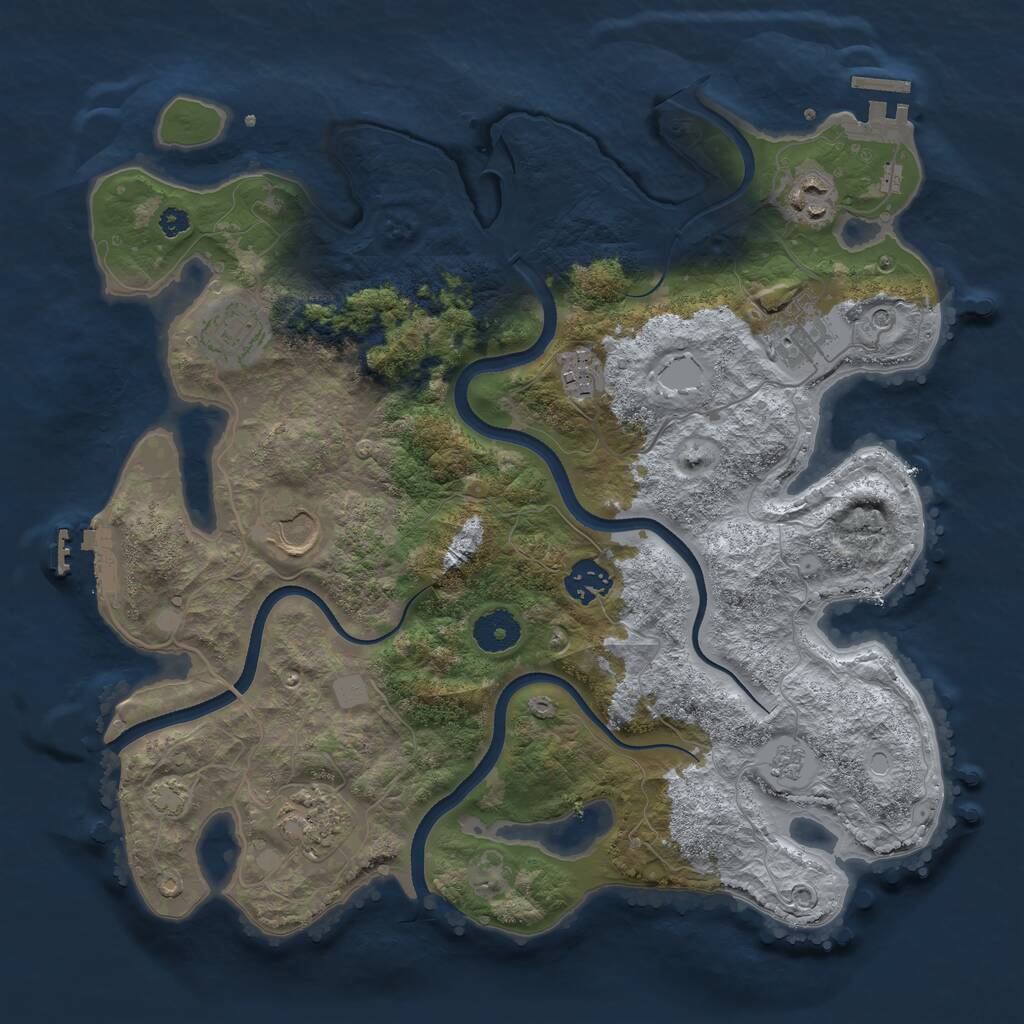 Rust Map: Procedural Map, Size: 3500, Seed: 572000531, 13 Monuments