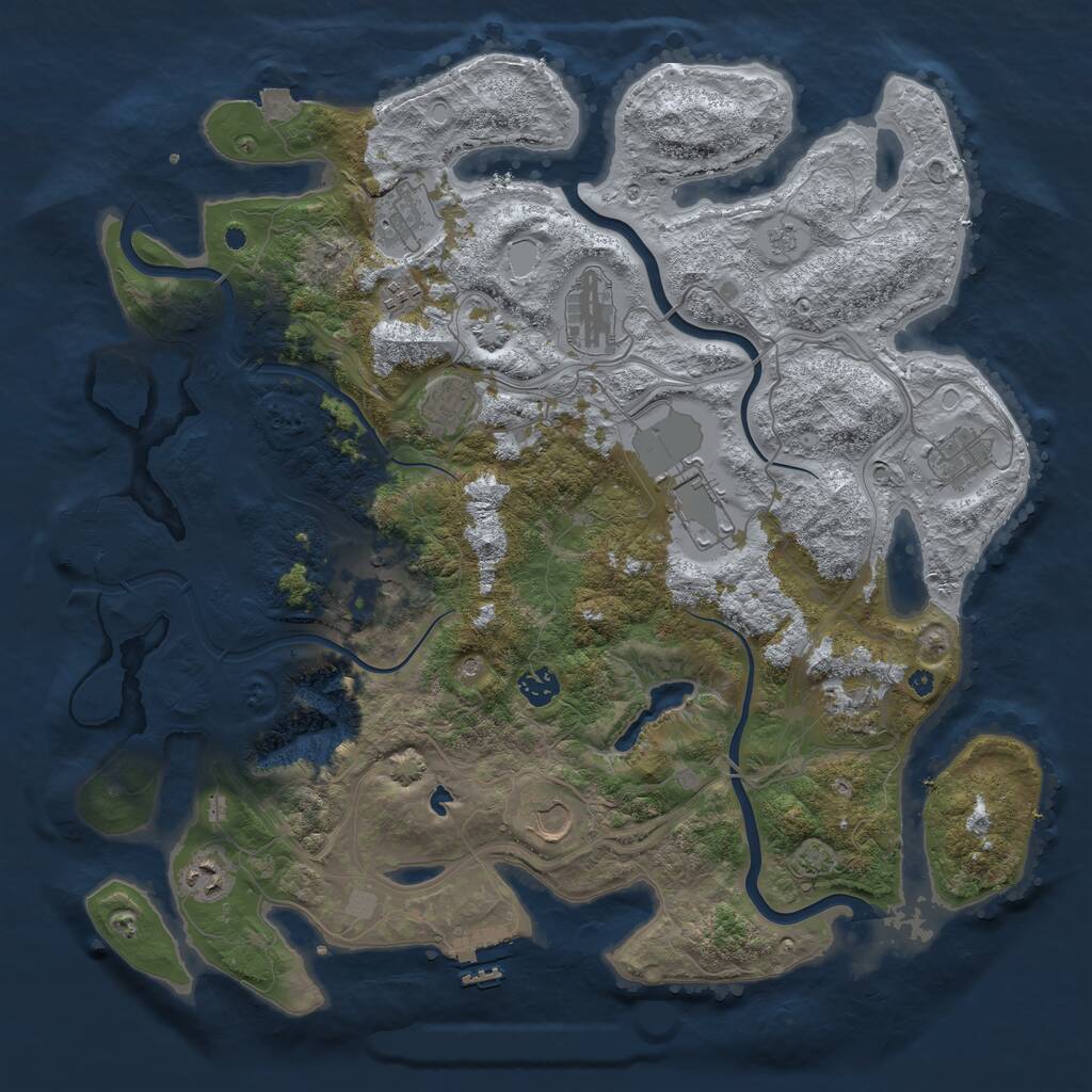 Rust Map: Procedural Map, Size: 4250, Seed: 2073598424, 17 Monuments