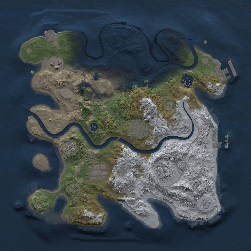 Rust Map: Procedural Map, Size: 3000, Seed: 1814507047, 13 Monuments