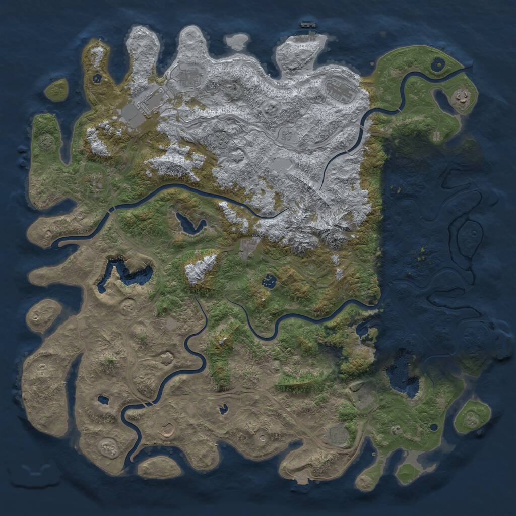 Rust Map: Procedural Map, Size: 5500, Seed: 727756382, 17 Monuments